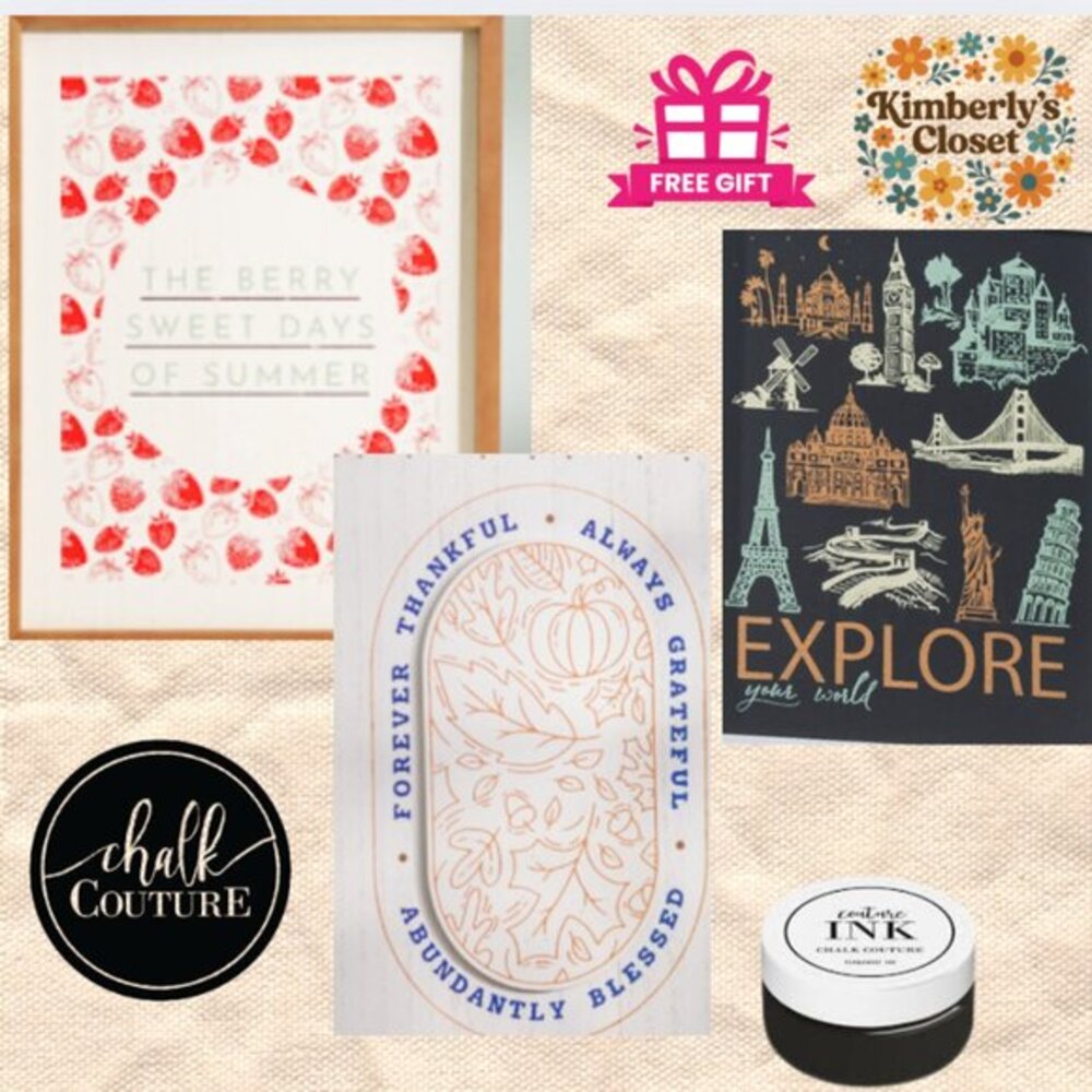 Chalk Couture 3 Monthly Subscription Only Reusable Transfers & Ink Bundle RARE